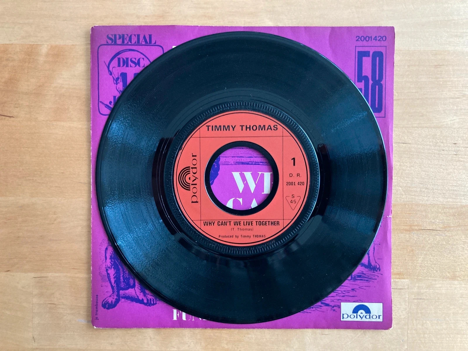 Disco de vinil 45T Timmy Thomas Why can’t we live together? – photo 2